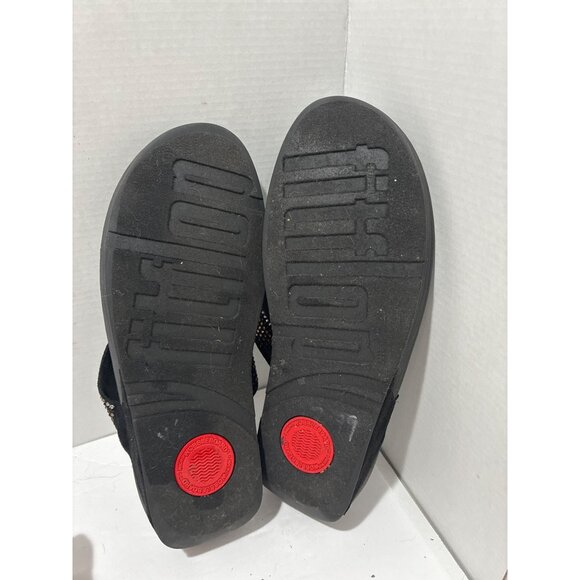 FitFlop Women Size 11 Black Strobe Luxe Toe Thong Sandals Multi Rhinestones - Picture 5 of 6